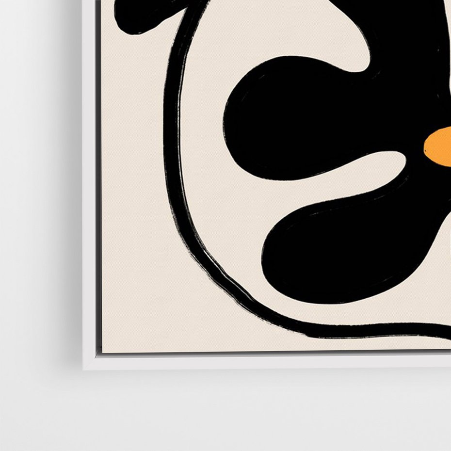 Obraz w ramie 80x120 - Wyjątkowość Boho - minimalistyczny abstrakcyjny obraz, prymitywne kwiaty - rama biała