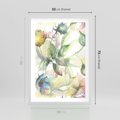 Plakat w ramie 50x70 - Delikatne Kolory - akwarelowe, kwiaty - rama biała