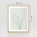 Plakat w ramie 40x50 - Zielona Równowaga Linii - abstrakcyjne delikatne zielone linie, nowoczesny plakat - rama drewno