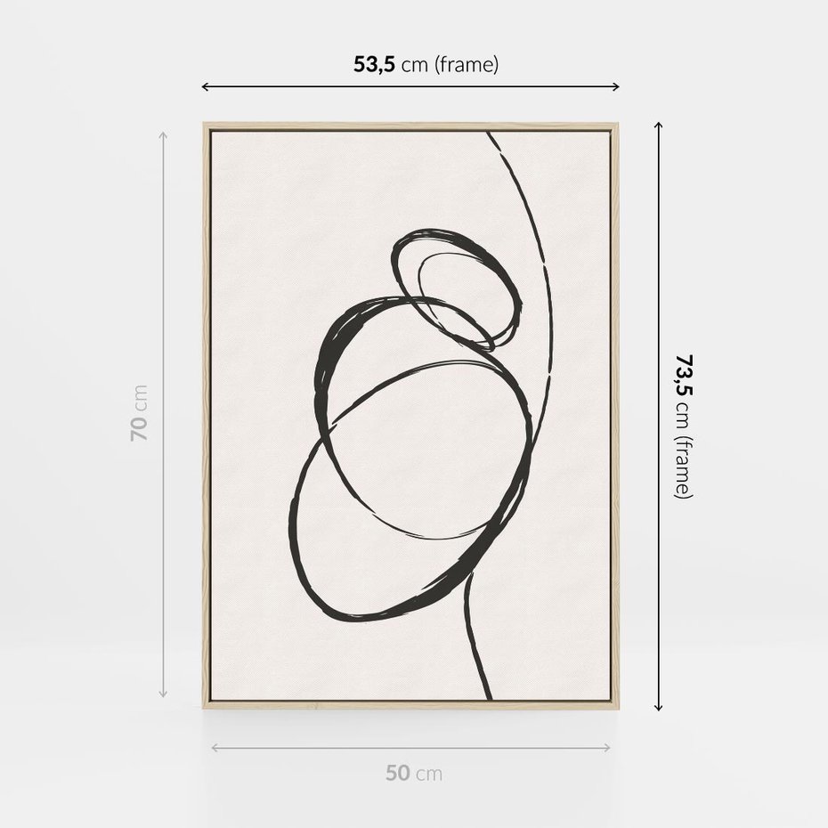 Obraz w ramie 50x70 - Modernistyczne Refleksje - abstrakcyjne szkicowane linie, minimalizm - rama drewno