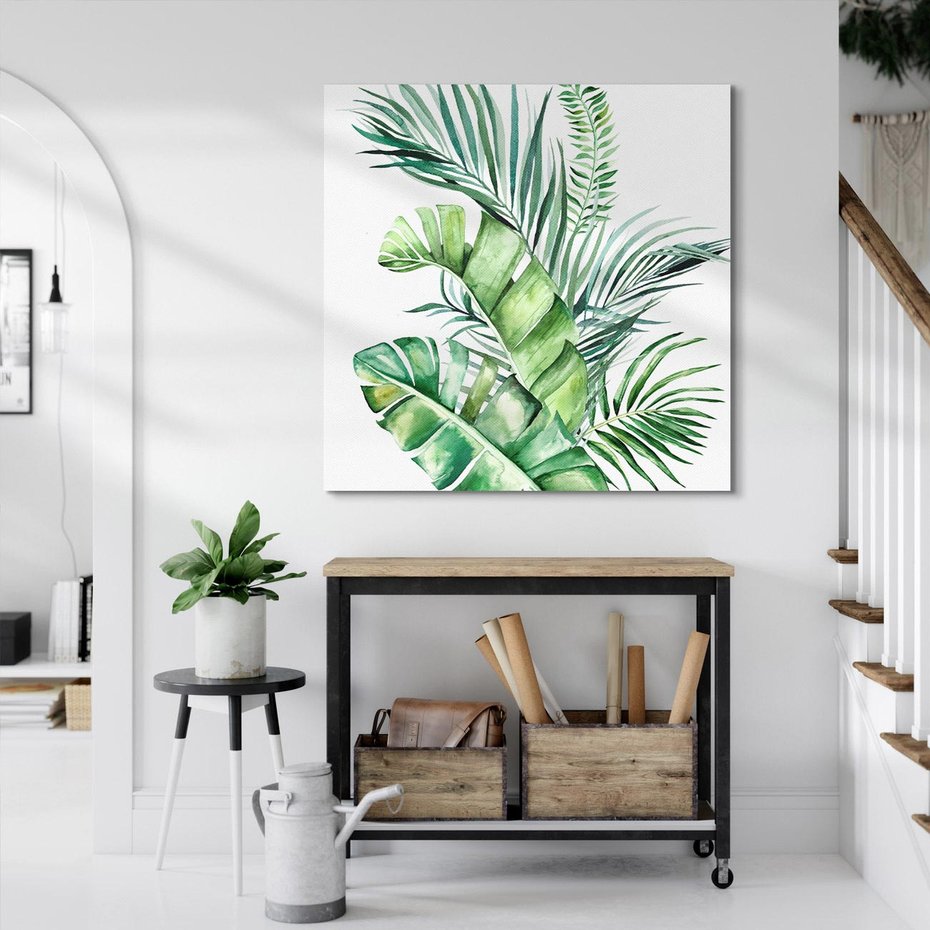 Obraz na płótnie 30x30 - Piękno Złotej Rośliny - złote, liście