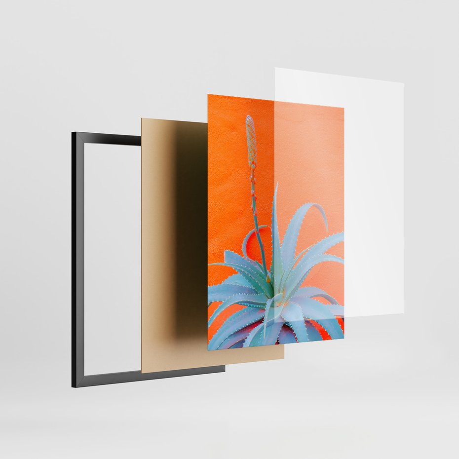 Zestaw obrazy w ramie 40x50 galeria - Liście, rośliny, energetyczne, neony - rama czarna