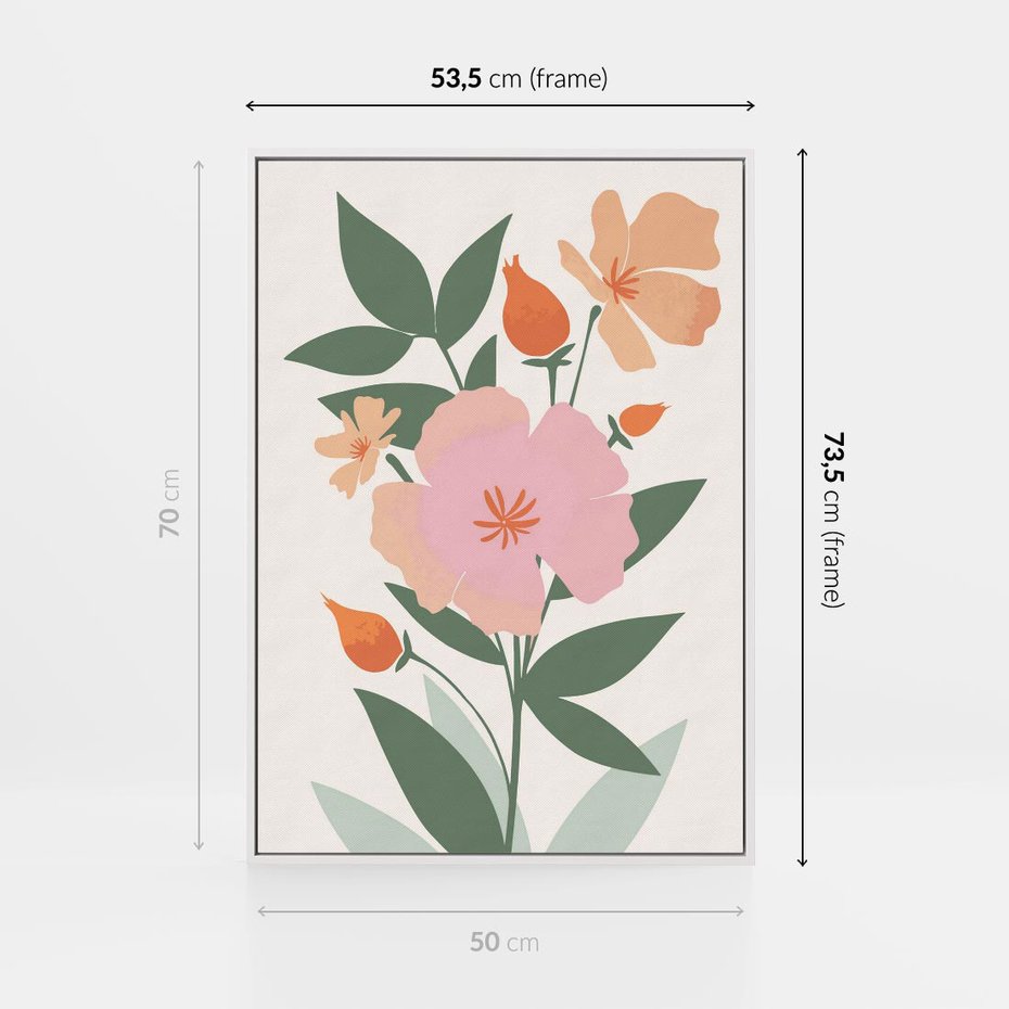 Obraz w ramie 50x70 - Kwiatowe Nastroje - kwiat, sztuka nowoczesna - rama biała