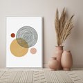 Obraz w ramie 80x120 - Wewnętrzne Formy - koła okręgi, abstrakcyjna nowoczesna sztuka - rama biała
