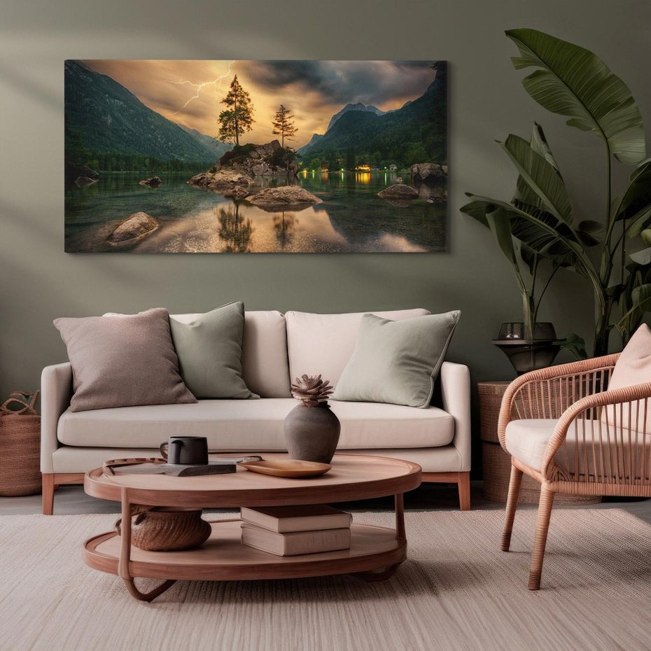 Obraz na płótnie 120x60 - Jezioro Górskie - Spotkanie z Naturą - jezioro, góry