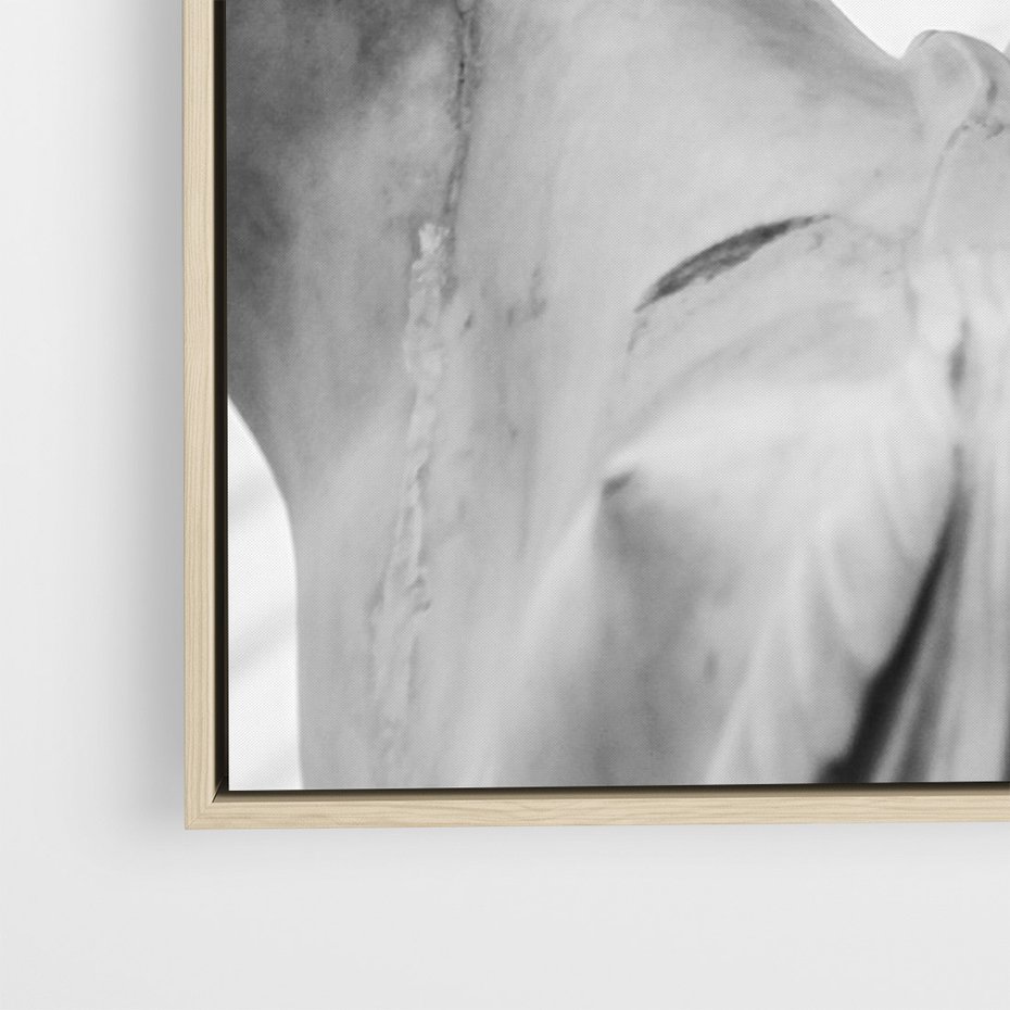 Obraz w ramie 50x70 - Zaklęta w Kamieniu - antyczna rzeźba kobiety na fotografii, czarno biała - rama drewno