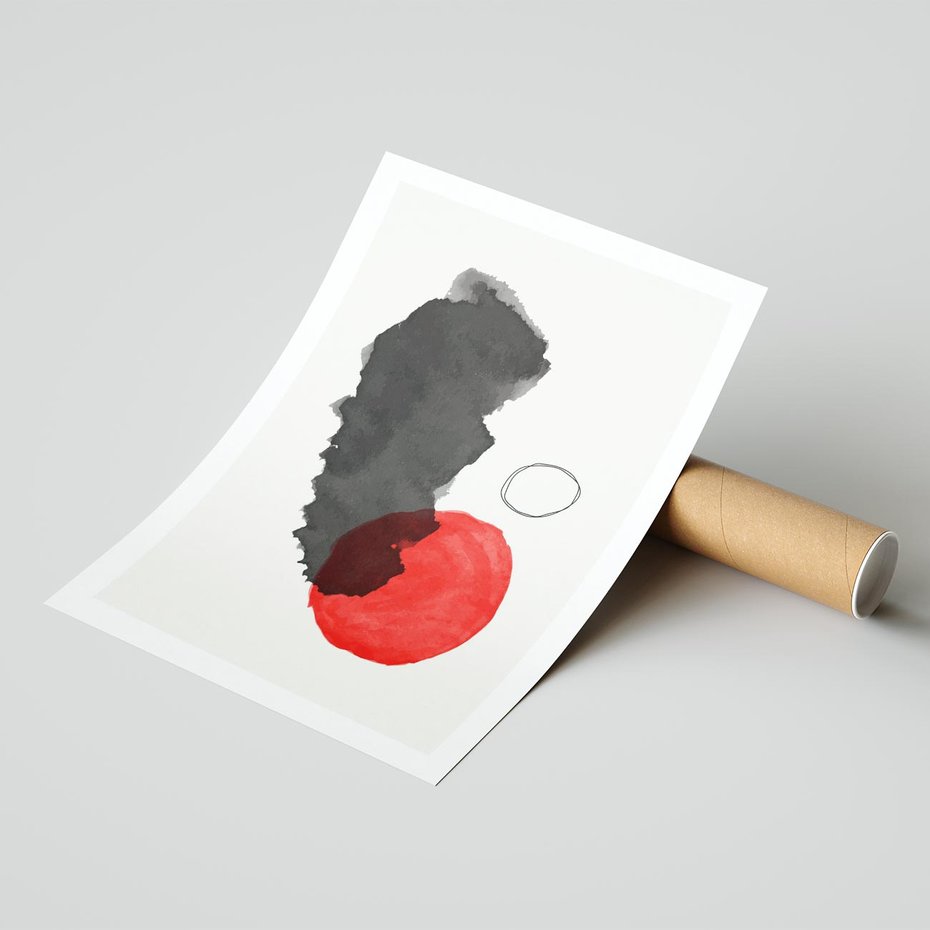 Plakat bez ramy 50x70 - Wibracje Linii - abstrakcyjne nieregularne plamy, czarny