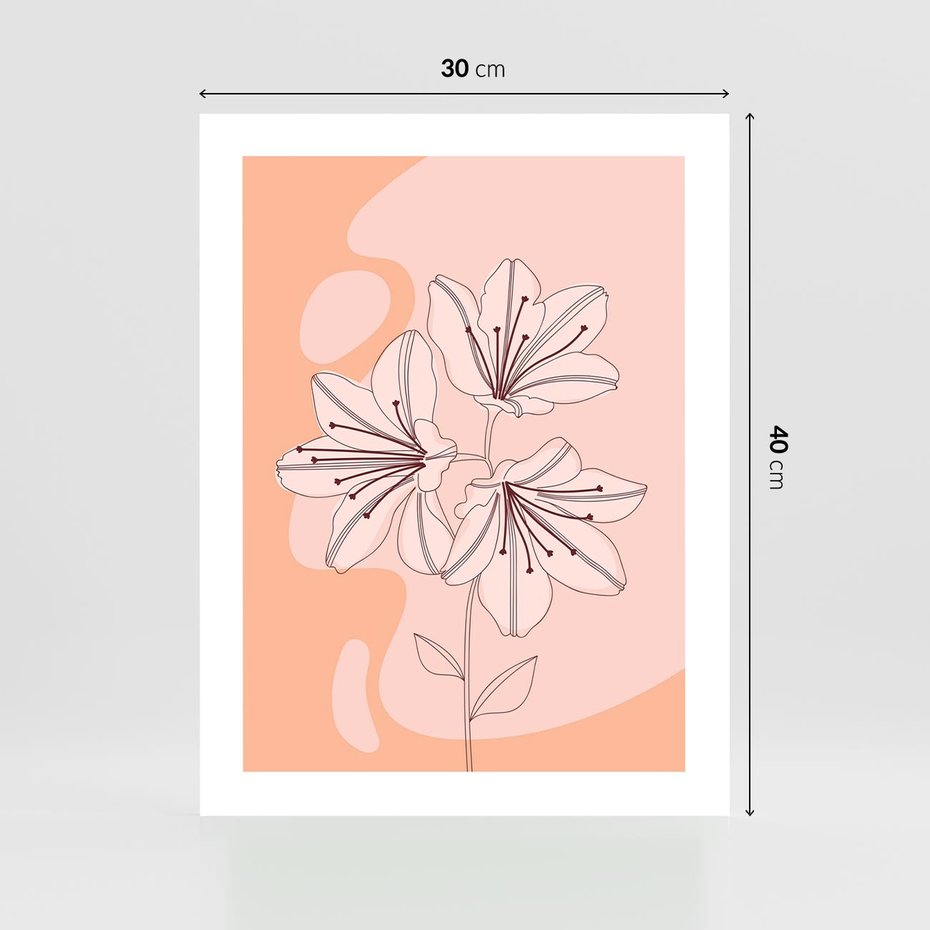 Plakat bez ramy 30x40 - Kwiatowa Harmonia - minimalistyczny plakat, pudrowe kwiaty