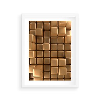 Plakat w ramie 40x50 - Błyszcząca Elegancja - złoto, 3d - rama biała