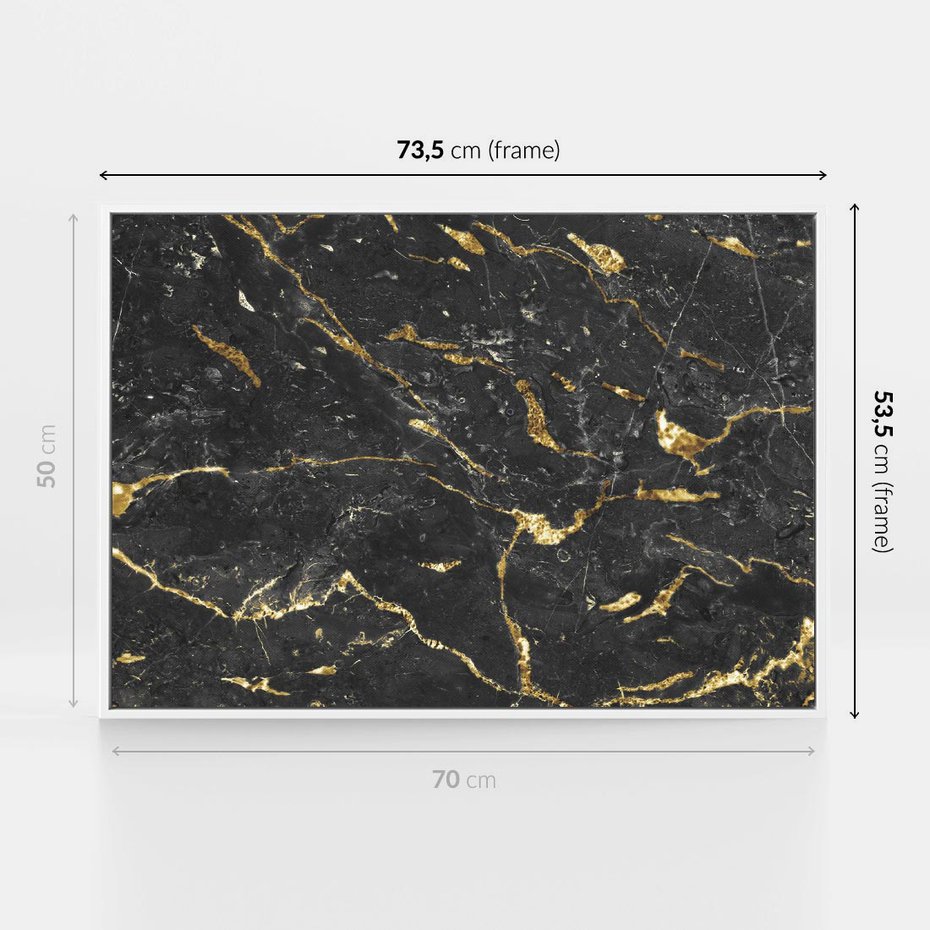 Obraz w ramie 70x50 - Egzotyczny Blask - marmur, złoto - rama biała