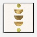 Obraz w ramie 50x50 - Harmonijne Odbicia - geometryczne złote kształty, tekstura - rama czarna