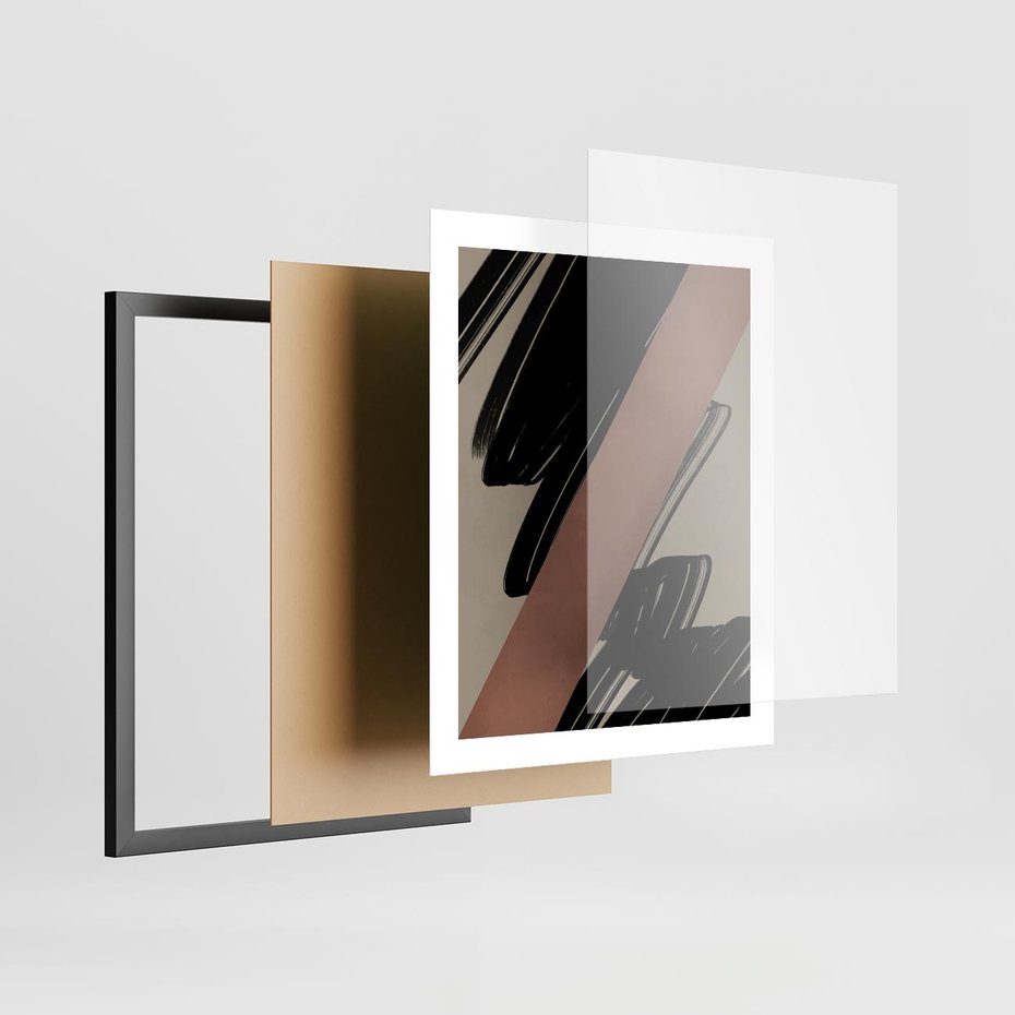 Plakat w ramie 40x50 - Mroczne Refrakcje - abstrakcja, czarne splatane linie - rama czarna