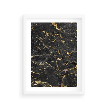 Plakat w ramie 40x50 - Egzotyczny Blask - marmur, złoto - rama biała