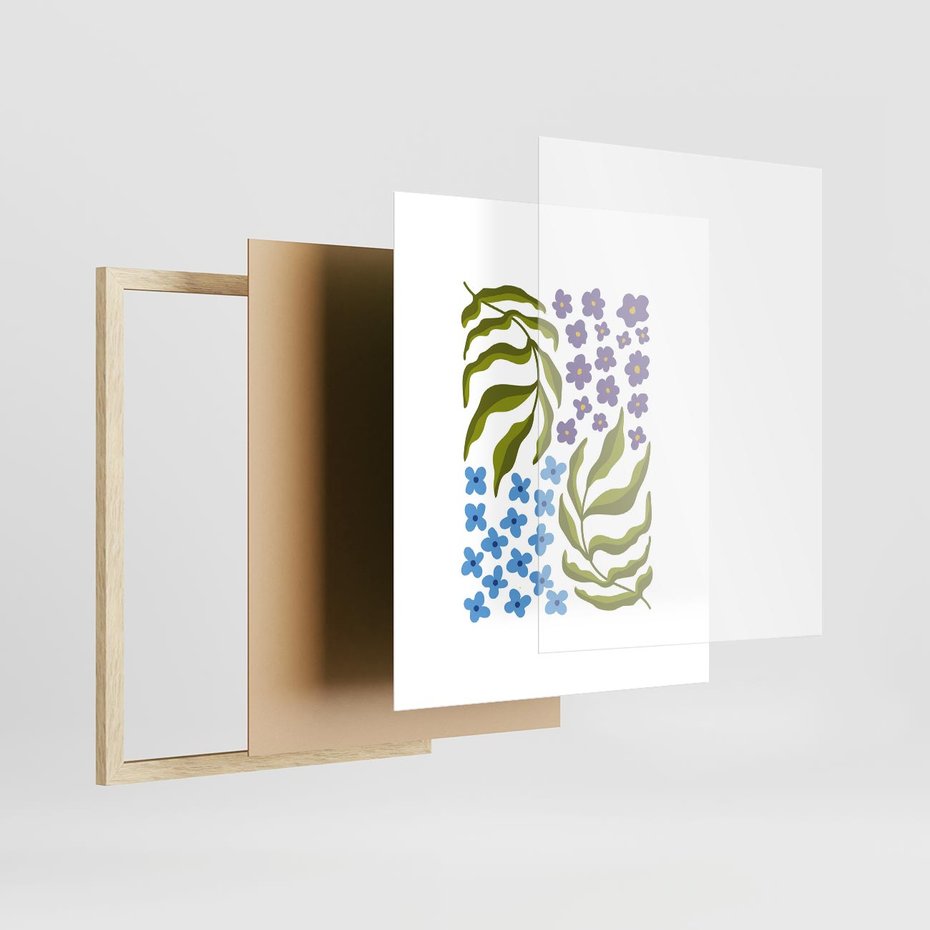 Plakat w ramie 40x50 - Księga Kształtów Bez Granic - kwiaty, sztuka nowoczesna - rama drewno