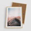 Plakat w ramie 50x70 - Błogie Chwile na Plaży - plaża, zachód słońca wakacje - rama drewno