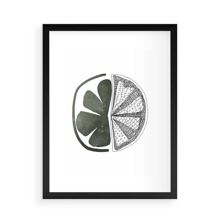 Plakat w ramie 50x70 - Cytrynowe Echo - minimalistyczny plakat, cytryna - rama czarna