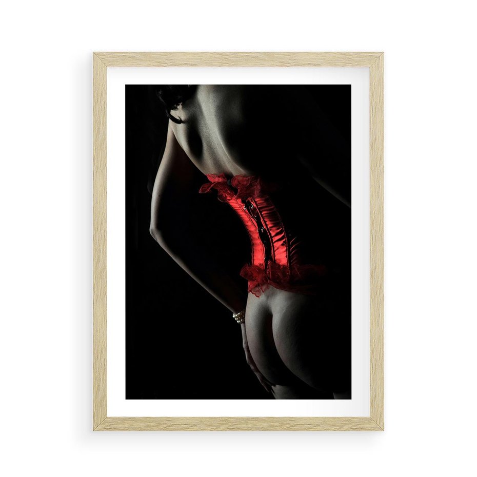 Plakat w ramie 50x70 - Piękno i Siła - akt, kobieta - rama drewno