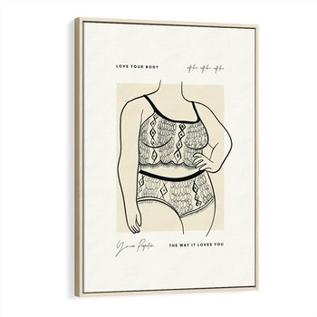 Obraz w ramie 50x70 - Spojrzenia Wewnętrznych Widoków - nowoczesna sztuka kobieca, plakat - rama drewno