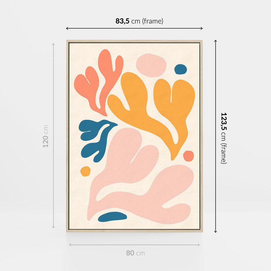 Obraz w ramie 80x120 - Granice Inspiracji - abstrakcyjne dziwne formy, nowoczesny plakat - rama drewno