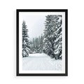 Plakat w ramie 50x70 - Magia Zimy na Obrazie - las, zima - rama czarna