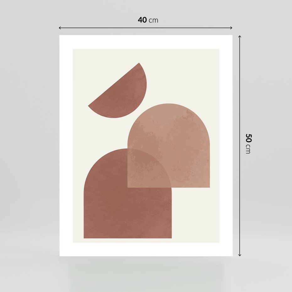 Plakat bez ramy 40x50 - Harmonijne Widoki - abstrakcyjne geometryczne kształty, odcienie brązu i beżu