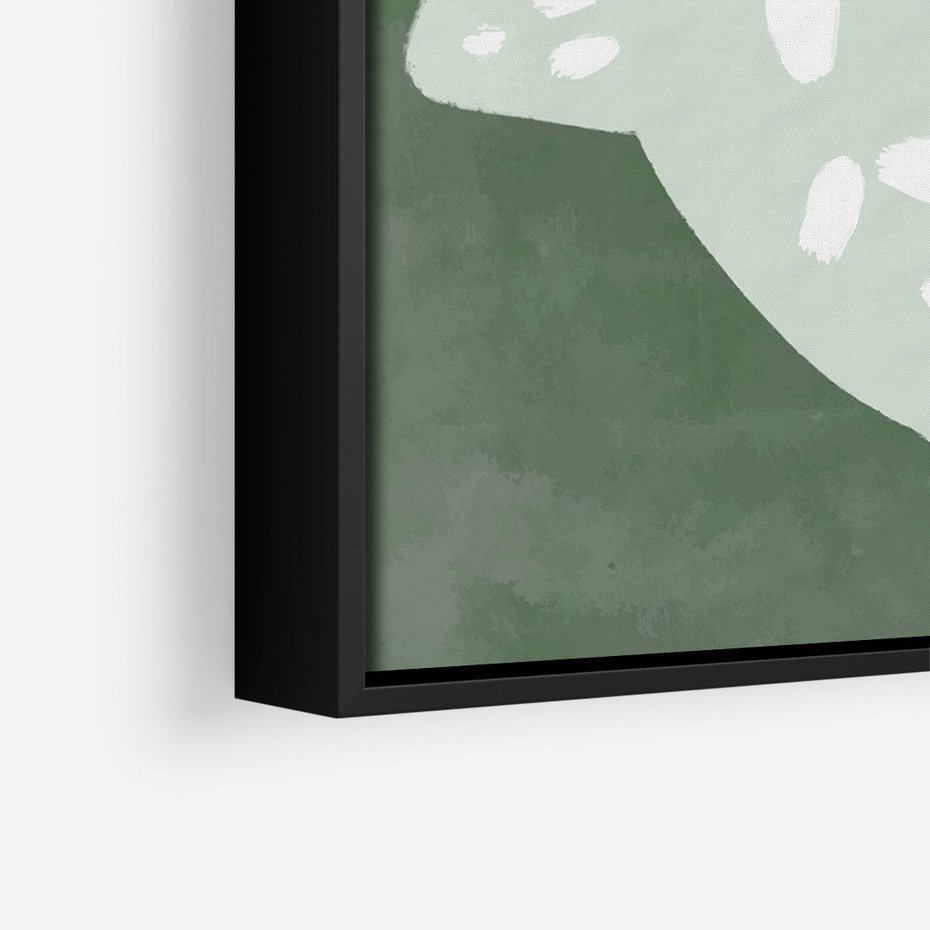 Obraz w ramie 50x70 - Migotliwe Wibracje Zieleni - zielony plakat, abstrakcja przypominająca rybę - rama czarna