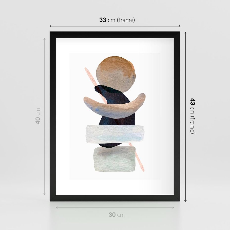 Plakat w ramie 30x40 - Rozkwitające Nowe Wymyślności - abstrakcja, akwarelowe plamy - rama czarna