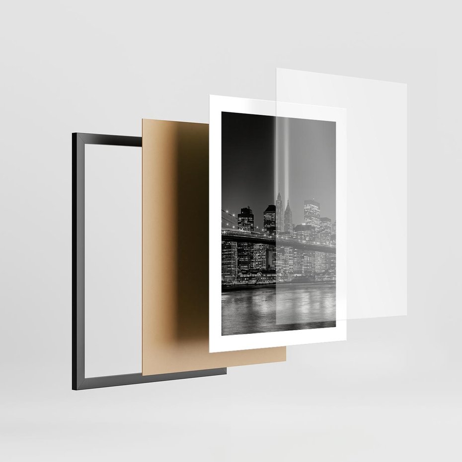 Plakat w ramie 30x40 - Miasto ożywione nocą - miasto, noc - rama czarna