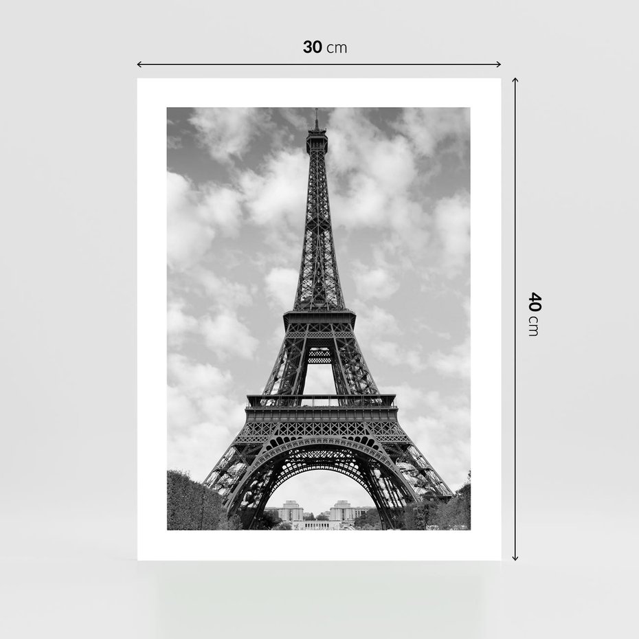 Plakat bez ramy 30x40 - Nocna panorama Paryża z wieżą Eiffla - Eiffla, Paryż