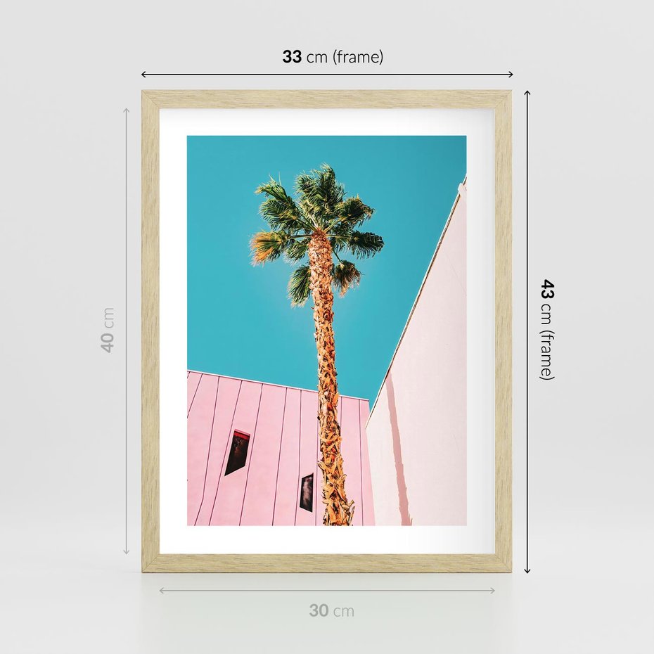 Plakat w ramie 30x40 - Palma w Miami - palma, miami - rama drewno
