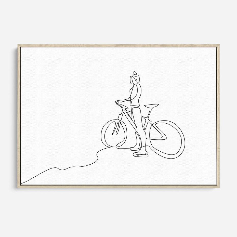 Obraz w ramie 120x80 - Minimalistyczna Przejażdżka - szkic, minimalizm - rama drewno