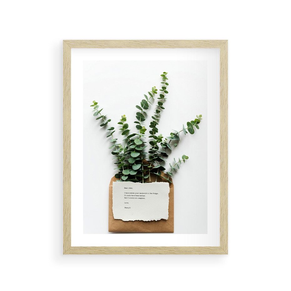 Plakat w ramie 30x40 - Eukaliptusowa harmonia - eukaliptus, liście - rama drewno