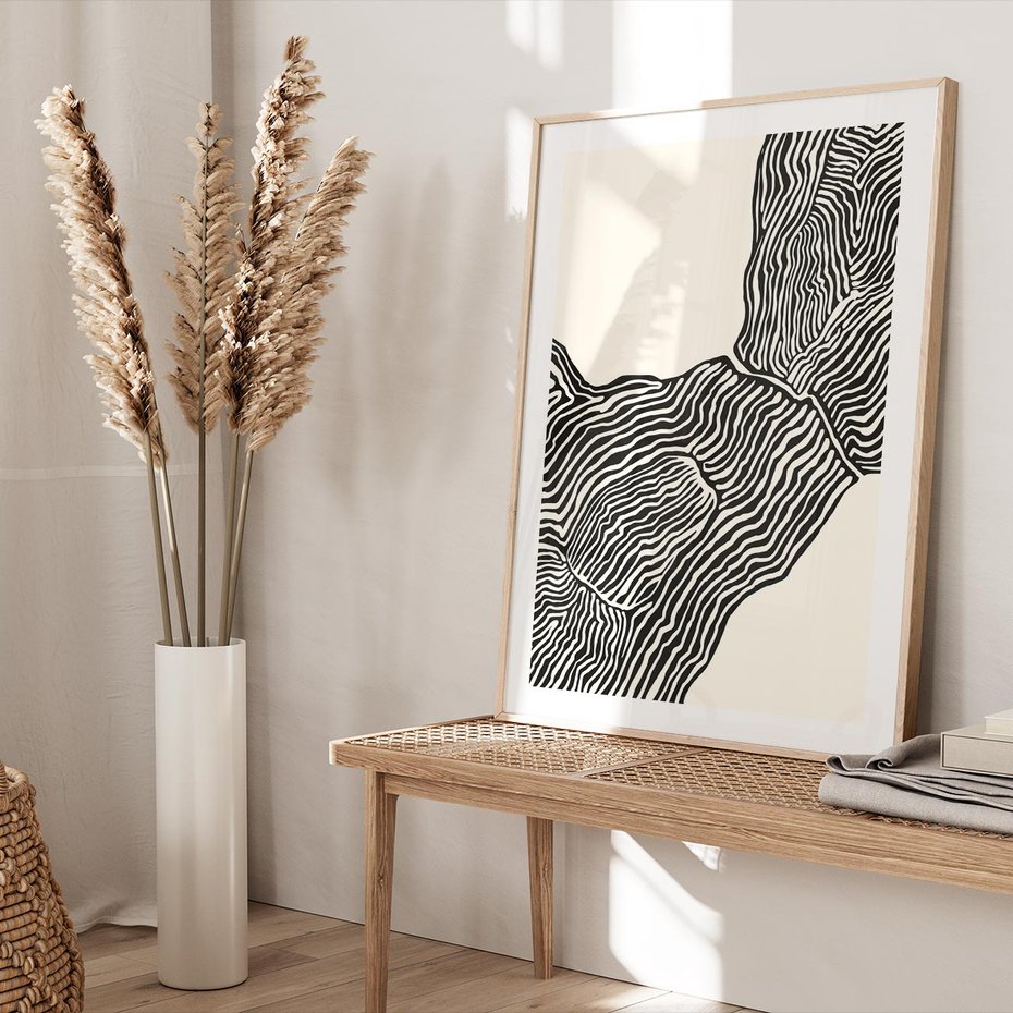 Plakat w ramie 40x50 - Podróżne Impresje - boho plakat, rycina - rama drewno