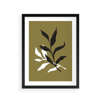 Plakat w ramie 30x40 - Wewnętrzne Odsłony - liście, gałązki - rama czarna