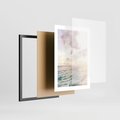 Plakat w ramie 30x40 - Pastelowa Plaża - plaża, pastelowe kolory - rama czarna