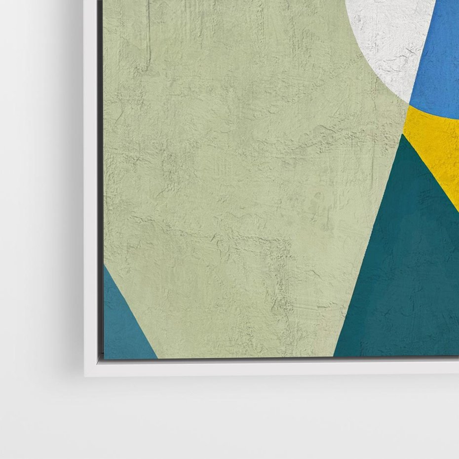 Obraz w ramie 80x80 - Taniec Subtelnych Odbić - abstrakcyjne geometryczne kształty, olejny obraz - rama biała