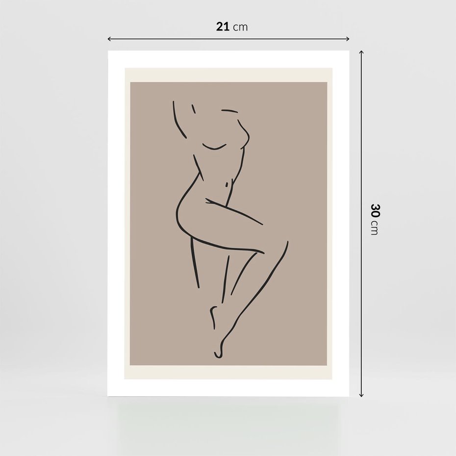 Plakat bez ramy 21x30 - Zanikająca Wyobraźnia - mnimalistyczny akt, beżowa tonacja