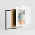 Plakat w ramie 30x40 - Kształtujące Plamy - geometryczne elementy, stonowane ziemiste kolory - rama czarna