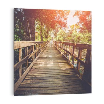 Obraz na płótnie 30x30 - Optyczne wrażenie na drewnianym moście - most, drewniany