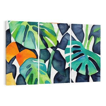 Obraz na płótnie 120x80 - Tropikalne Pragnienia - akwarela, liście tropikalne