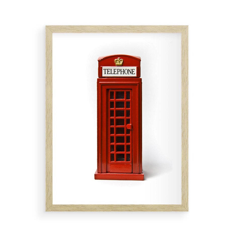 Plakat w ramie 50x70 - Ikona Londynu - Londyn, budka - rama drewno