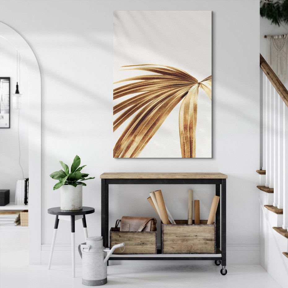 Obraz na płótnie 80x120 - Egzotyczny Blask - złote, liście