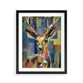 Plakat w ramie 40x50 - Bezgraniczne Kontury Zaskoczenia - abstrakcyjny obraz olejny, jeleń - rama czarna