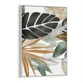 Obraz w ramie 70x100 - Współbrzmienie wewnętrznego ja - kompozycja z tropikalnych liści, stonowane kolory - rama biała