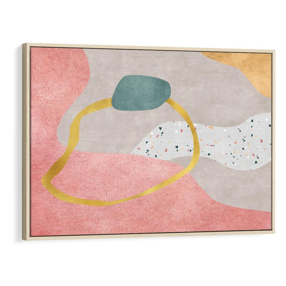 Obraz w ramie 120x80 - Ekspresja w ruchu pędzla - abstrakcja, połączenie kształtów - rama drewno