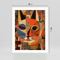 Plakat bez ramy 40x50 - Impresje Nieznanych Odniesień - abstrakcyjny obraz olejny, kot