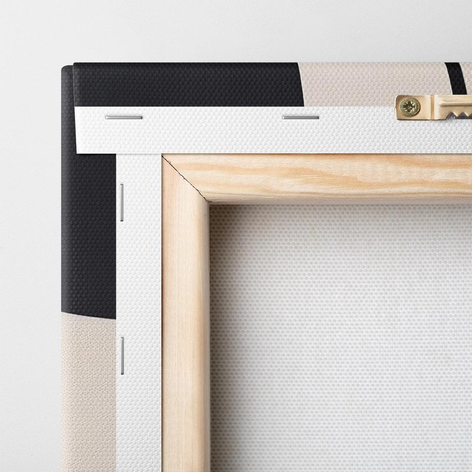 Obraz na płótnie 70x100 - Harmonia chaosu i porządku - abstrakcyjne kształty, kolory beżu i brązu