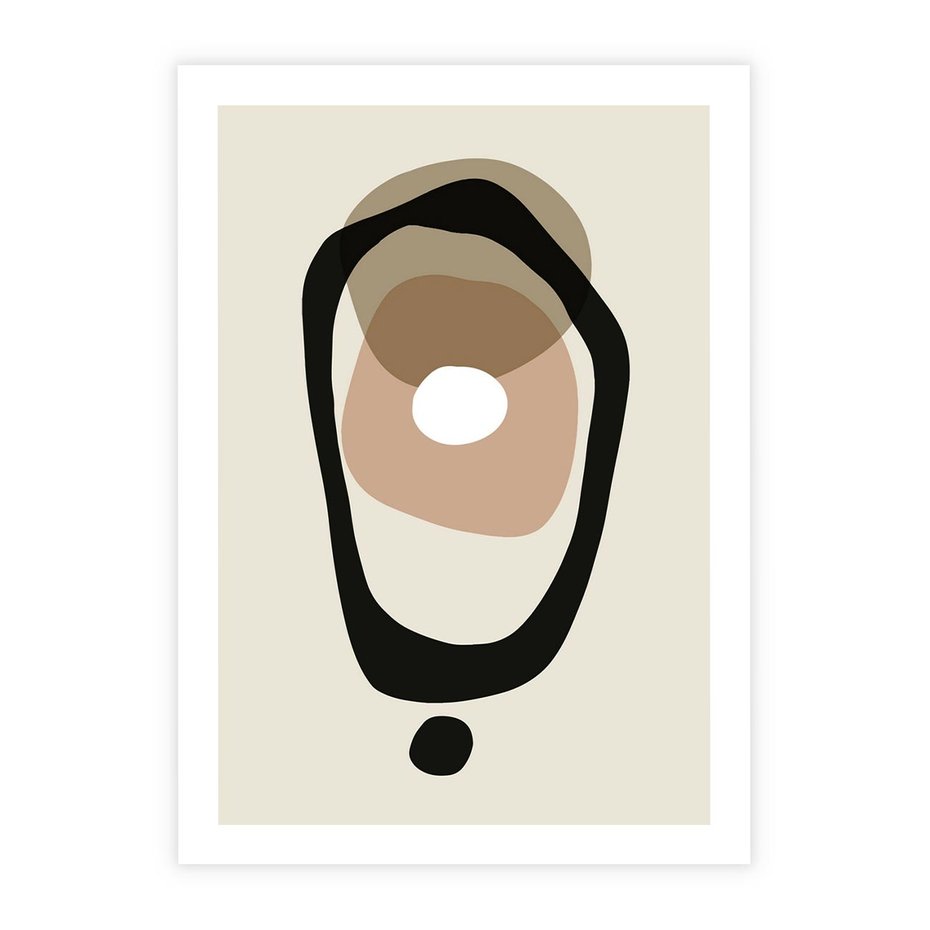 Plakat bez ramy 30x40 - Intrygujące Zaskoczenia - beżowa abstrakcyjna kompozycja, czarny akcent