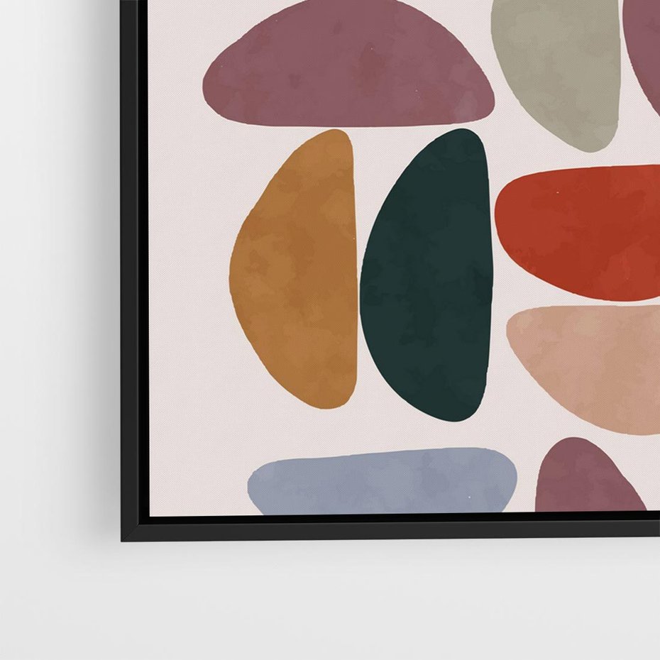 Obraz w ramie 50x50 - Kolorowe Echo Boho - abstrakcyjny obraz, geometryczna kompozycja - rama czarna