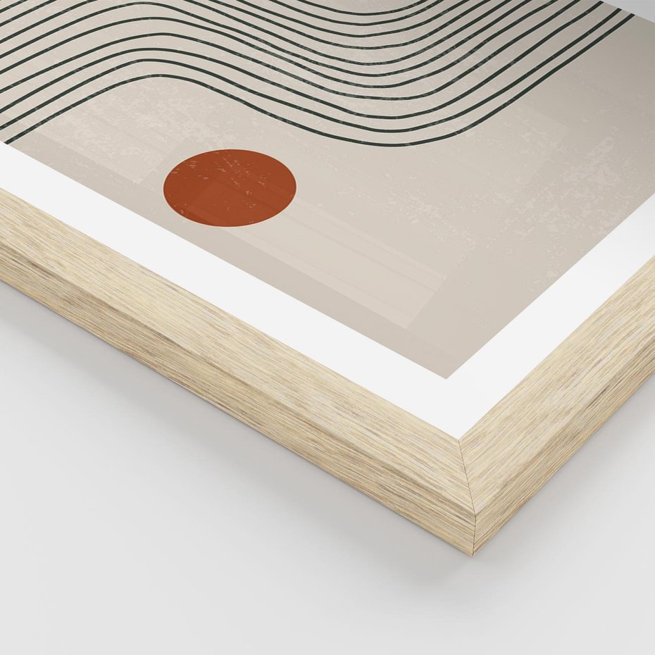 Plakat w ramie 30x40 - Czysta Refleksja - abstrakcyjna sztuka, boho kształty - rama drewno